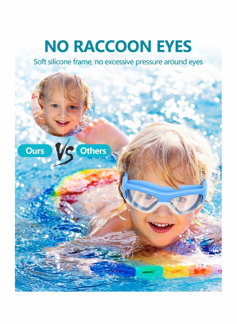 Excefore نظارات سباحة للأطفال، نظارات سباحة مستقطبة ممتازة لا تتسرب، رؤية واسعة، مضادة للضباب، حماية من الأشعة فوق البنفسجية، مقاومة للماء، مريحة وعصرية للأولاد والبنات - Image 3
