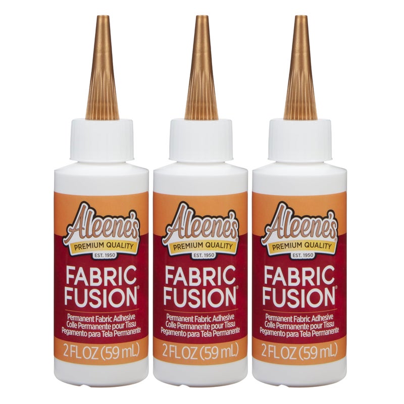 Aleene's Fusion Fabric Adhesive 2 fl oz 3-Pack, Washable Fabric Glue for Clothes, Denim, Leather, Polyester, Cotton, Fabrics, Dries Flexible - Image 1