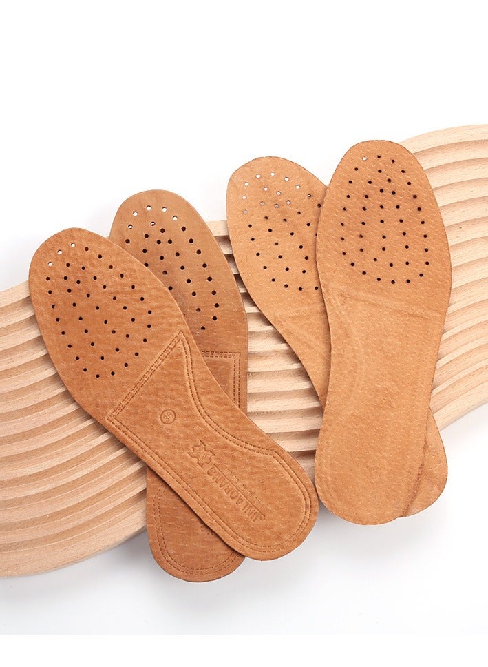 4 pcs genuine leather insoles embossed deodorant, sweat-absorbent, breathable and breathable cowhide insoles massage, non-slip, thickened leather insoles for men and women length 26.5cm (size 43 - 26.5cm) - Image 1