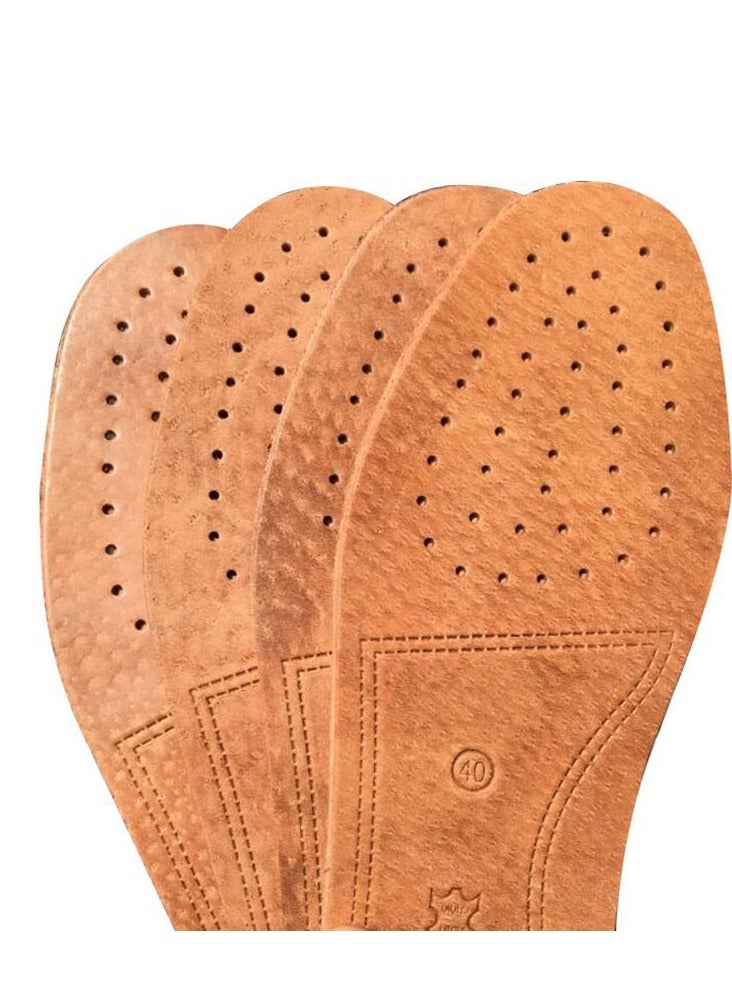 4 pcs genuine leather insoles embossed deodorant, sweat-absorbent, breathable and breathable cowhide insoles massage, non-slip, thickened leather insoles for men and women length 26.5cm (size 43 - 26.5cm) - Image 2
