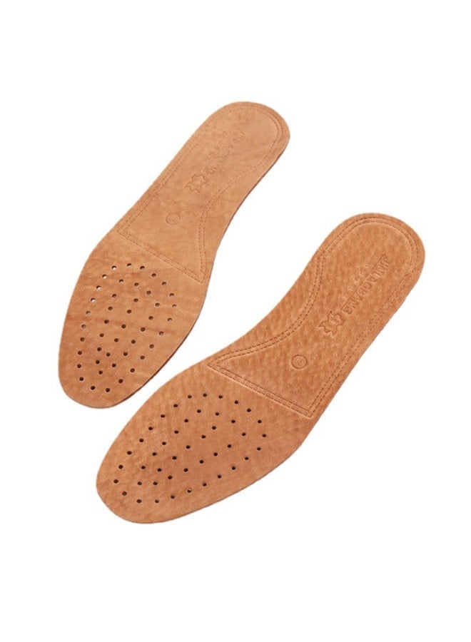 4 pcs genuine leather insoles embossed deodorant, sweat-absorbent, breathable and breathable cowhide insoles massage, non-slip, thickened leather insoles for men and women length 26.5cm (size 43 - 26.5cm) - Image 4