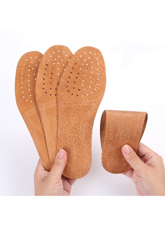 4 pcs genuine leather insoles embossed deodorant, sweat-absorbent, breathable and breathable cowhide insoles massage, non-slip, thickened leather insoles for men and women length 26.5cm (size 43 - 26.5cm) - Image 3