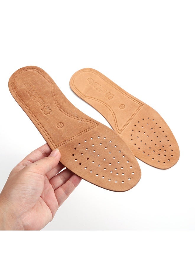 4 pcs genuine leather insoles embossed deodorant, sweat-absorbent, breathable and breathable cowhide insoles massage, non-slip, thickened leather insoles for men and women length 26.5cm (size 43 - 26.5cm) - Image 5