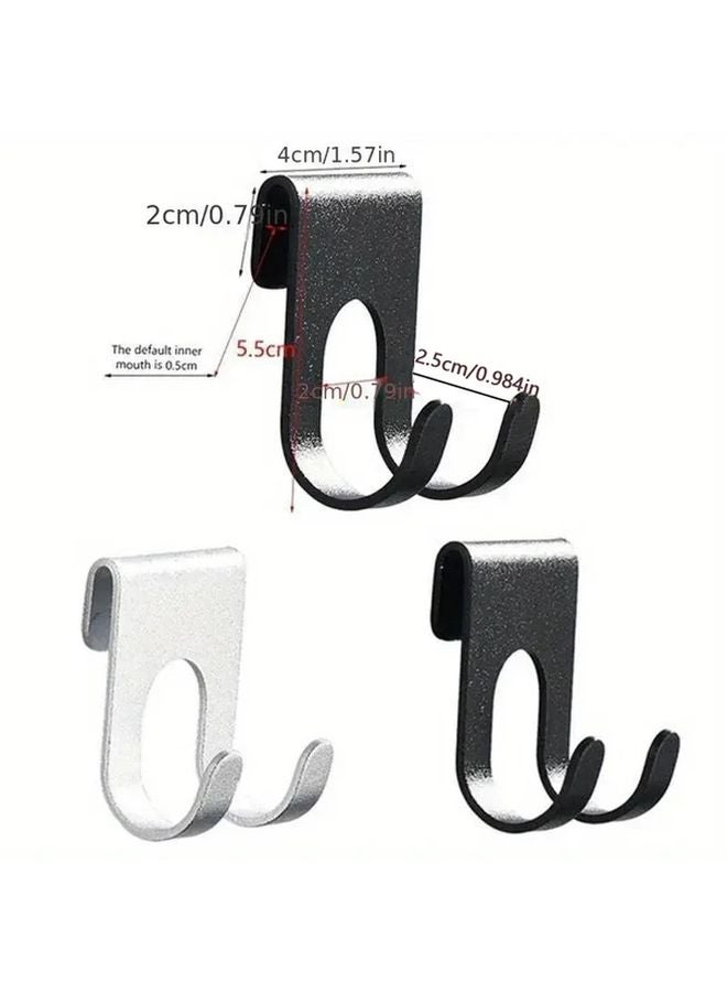 2Pcs Black Aluminum Hooks 2.17x1.57 Inch Shower Glass Door Towel Rack Bathroom Accessories - Image 2