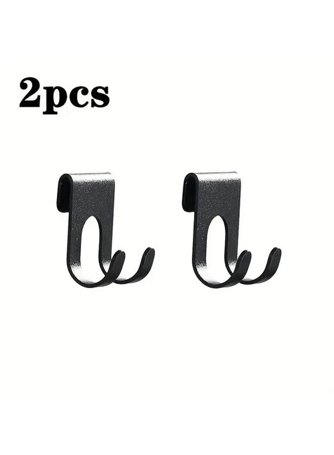 2Pcs Black Aluminum Hooks 2.17x1.57 Inch Shower Glass Door Towel Rack Bathroom Accessories - Image 1