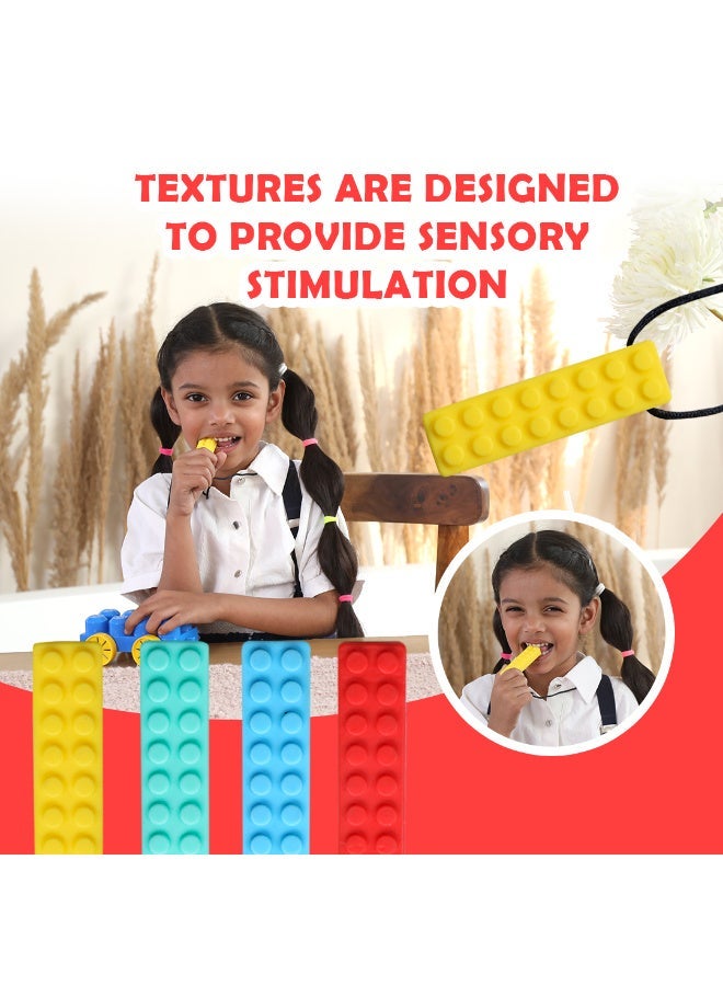 Abley's Sensory Chew Necklace, Silicone Building Block Design, Anxiety Relief and Teething Aid (Yellow) - Image 4