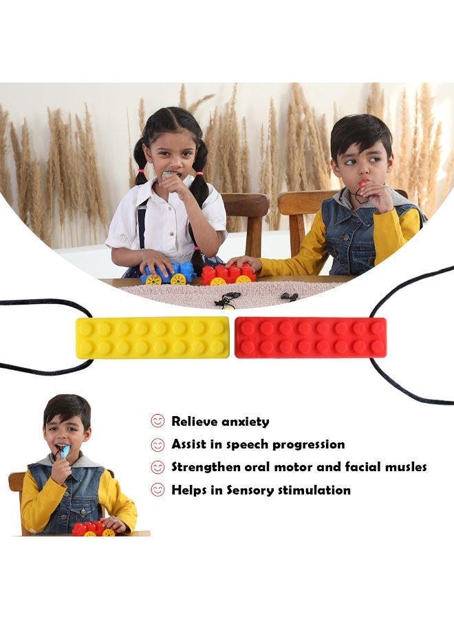 Abley's Sensory Chew Necklace, Silicone Building Block Design, Anxiety Relief and Teething Aid (Yellow) - Image 3