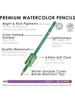 KALOUR KALOUR Premium Watercolor Pencils, Set of 120 Colors,with Water Brush Pen,Portable Nylon Case,Numbered and Lightfastness,Water-soluble Colored Pencils for Adult Coloring,Water Color for Beginner Kids  - Image 3
