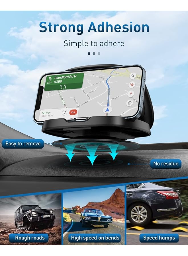 KASTWAVE Cell Phone Holder For Car, 360° Rotatable, Compatible With Iphone Samsung Android Smartphones, Dashboard Mount - Image 3