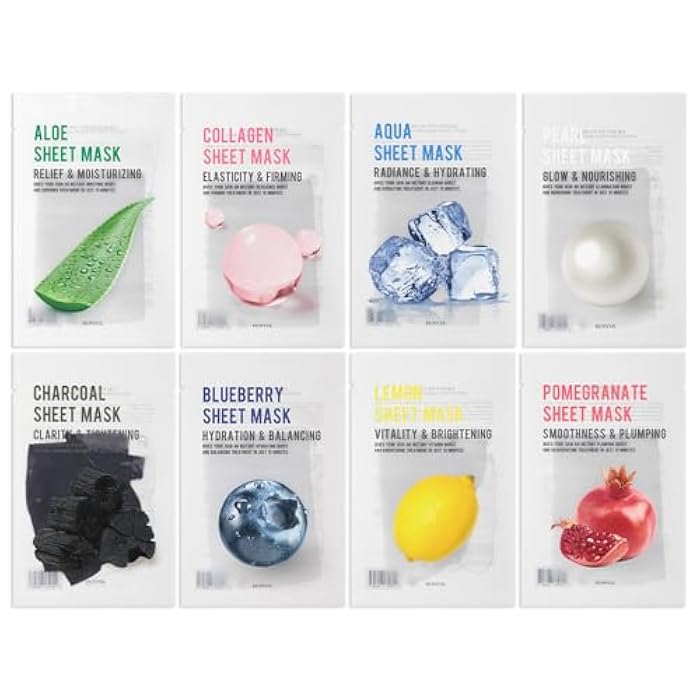 EUNYUL Purity Korean Collagen Face Mask for Skincare 8 Types x 1 Set Hydrating and Nourishing - Image 1