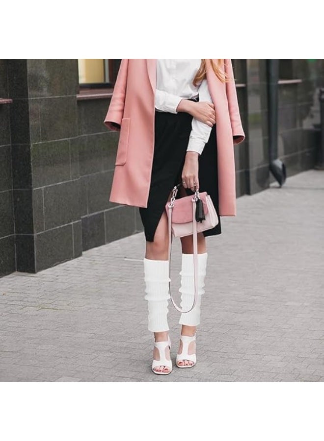 2 Pairs Womens Leg Warmers Over the Knee Ribbed Knit Leg Warmer,Thick Fashion 80s Ribbed Knitted Leg Warmers Socks for Women Winter Socks Black&white, One Size - Image 5