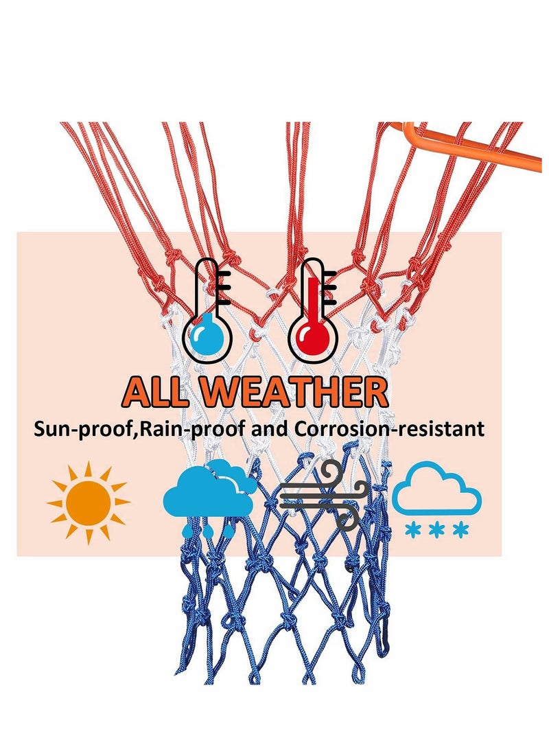 SOLARAE شبكة سلة، 2 عبوات، استبدال شبكة حلقة كرة السلة لجميع الأحوال الجوية، مناسبة لملعب كرة السلة الداخلي القياسي أو ملعب كرة السلة الخارجي، 5.0 مم بوليستر، متينة - Image 4