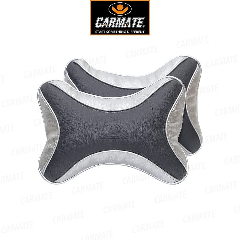 CARMATE Car Neck Rest Cushion Pillow - Set of 2 (Black & Grey) - Image 5