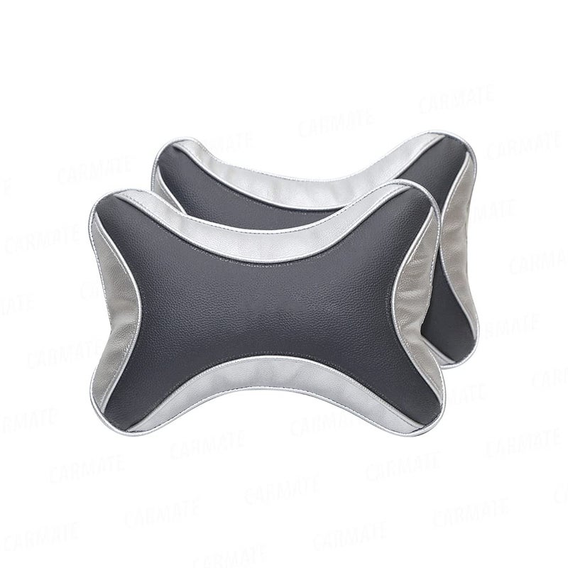 CARMATE Car Neck Rest Cushion Pillow - Set of 2 (Black & Grey) - Image 1