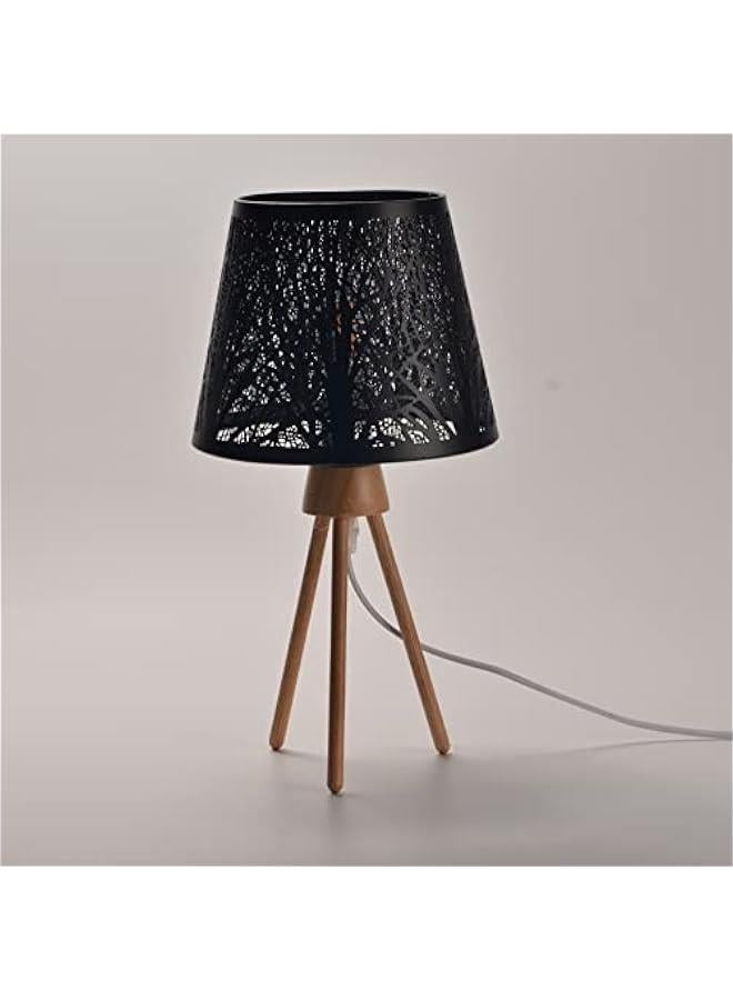 Small Lamp Shade Clip on Bulb,Barrel Metal Lampshade with Pattern of Trees for Table Chandelier Wall Lamp Black