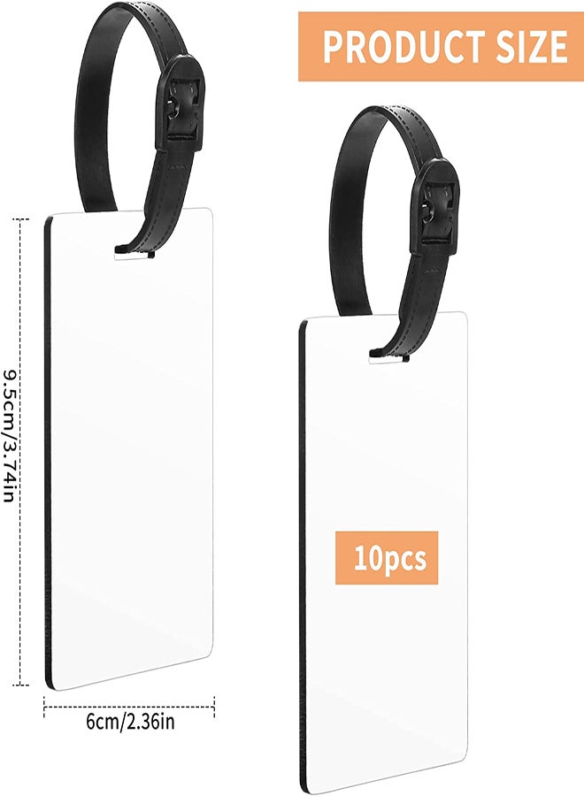 Excefore Sublimation Blank Luggage Tags with Straps 10Pcs Heat Transfer Double Sided Blank MDF Travel Bag Baggage Tags DIY Travel ID Tags for Traveling Bag Luggage Suitcase Business ID Card Holder - Image 2
