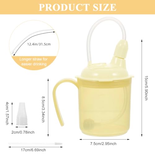 HANNEA® 300ml Liquid Food Feeding Cup with Lids and Long Flexible Straw Spill Proof Sipping Cup Easy Grip Medical Drinking Cups with Handle for Elderly, Baby, Bedridden, or Post-Surgery Care - Image 2