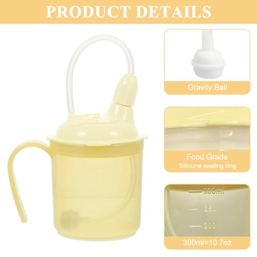 HANNEA® 300ml Liquid Food Feeding Cup with Lids and Long Flexible Straw Spill Proof Sipping Cup Easy Grip Medical Drinking Cups with Handle for Elderly, Baby, Bedridden, or Post-Surgery Care - Image 3