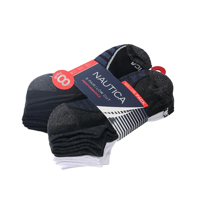 نوتيكا Nautica Men's 8 Pairs Low Cut Socks