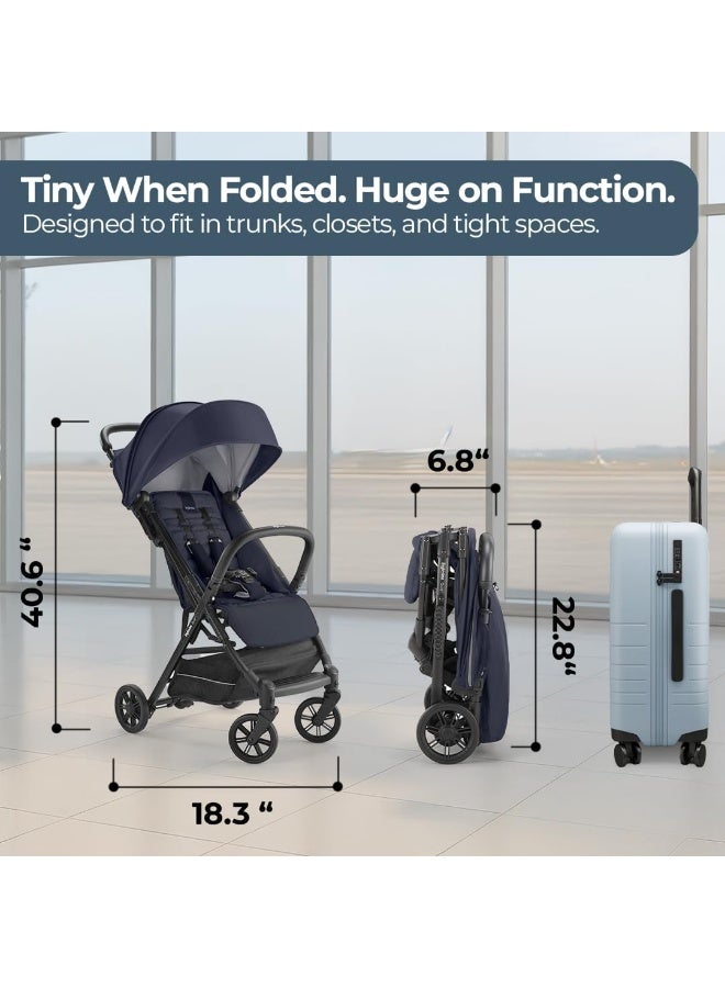 Inglesina Quid Baby Stroller - Lightweight at 13 lbs, Travel Friendly, Ultra Compact & Folding - Fits in Airplane Cabin & Overhead - for Toddlers from 3 Months to 50 lbs - Midnight Blue - Image 3