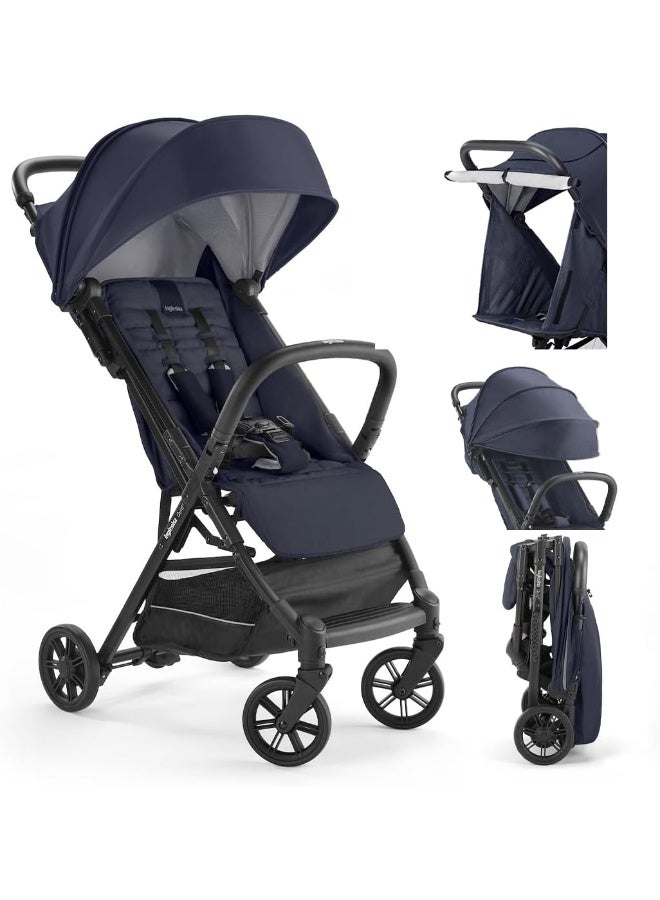Inglesina Quid Baby Stroller - Lightweight at 13 lbs, Travel Friendly, Ultra Compact & Folding - Fits in Airplane Cabin & Overhead - for Toddlers from 3 Months to 50 lbs - Midnight Blue - Image 1
