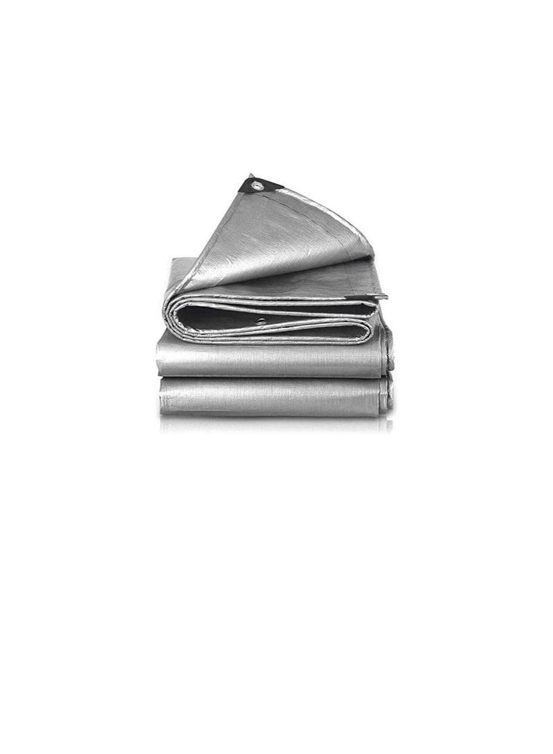 غطاء أرضي مقاوم للماء غطاء خيمة مأوى غطاء مطر مقاوم للغبار غطاء مشمع (24 × 18 ، فضي) - Image 3