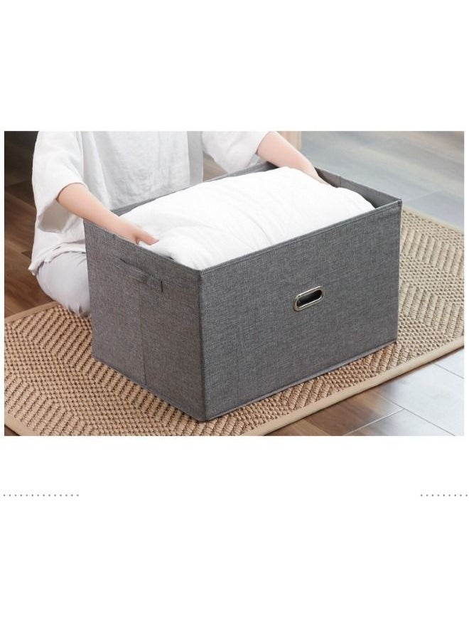 EHOME - Collapsible Fabric Storage Cubes Organizer with Handles,Clothes Storage, Foldable Thik Fabric Blanket Storage Bags, Storage Containers for Organizing Bedroom, Closet, Clothing, Comforter, Organization and Storage with Lids and Handle, Grey,58x40x35 cm - Image 1