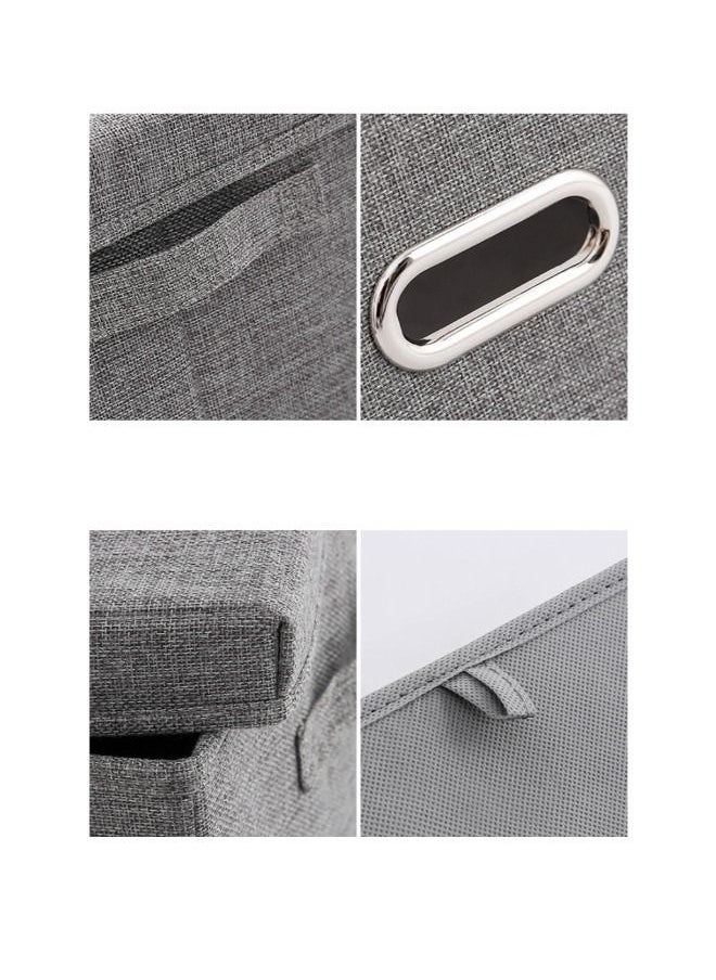 EHOME - Collapsible Fabric Storage Cubes Organizer with Handles,Clothes Storage, Foldable Thik Fabric Blanket Storage Bags, Storage Containers for Organizing Bedroom, Closet, Clothing, Comforter, Organization and Storage with Lids and Handle, Grey,58x40x35 cm - Image 1