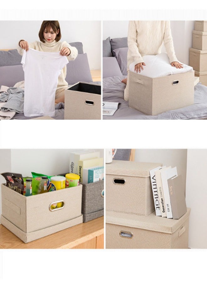 EHOME - Collapsible Fabric Storage Cubes Organizer with Handles,Clothes Storage, Foldable Thik Fabric Blanket Storage Bags, Storage Containers for Organizing Bedroom, Closet, Clothing, Comforter, Organization and Storage with Lids and Handle, Grey,58x40x35 cm - Image 1