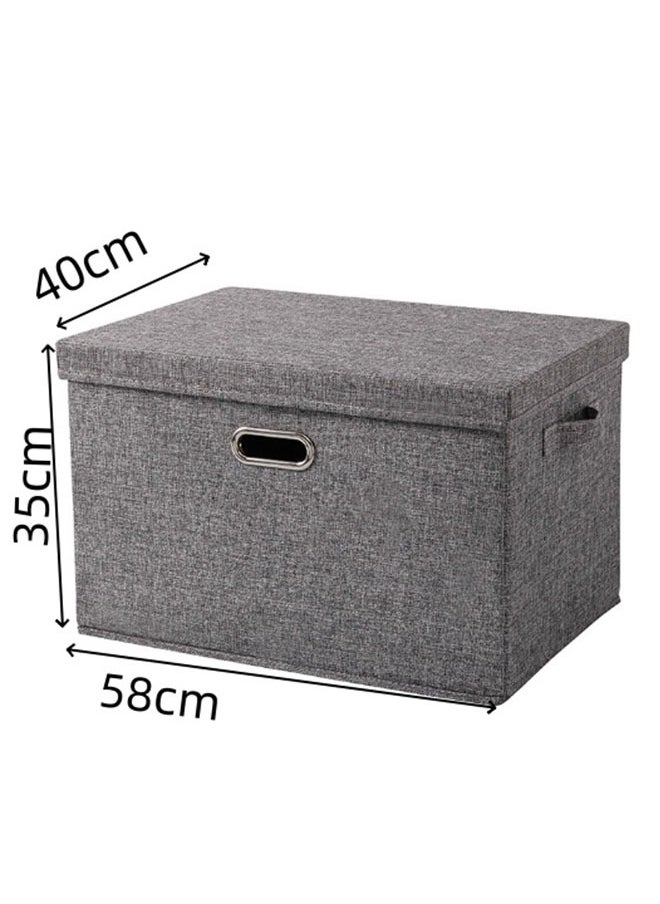 EHOME - Collapsible Fabric Storage Cubes Organizer with Handles,Clothes Storage, Foldable Thik Fabric Blanket Storage Bags, Storage Containers for Organizing Bedroom, Closet, Clothing, Comforter, Organization and Storage with Lids and Handle, Grey,58x40x35 cm - Image 1