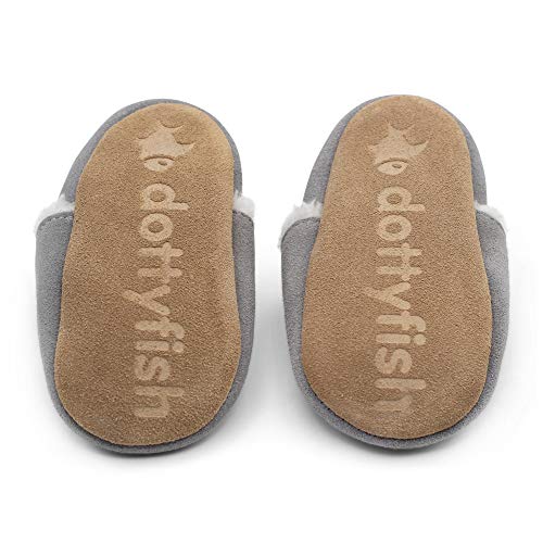 Dotty Fish Toddler Suede Slippers. Pale Grey. 18-24 Months - Image 5