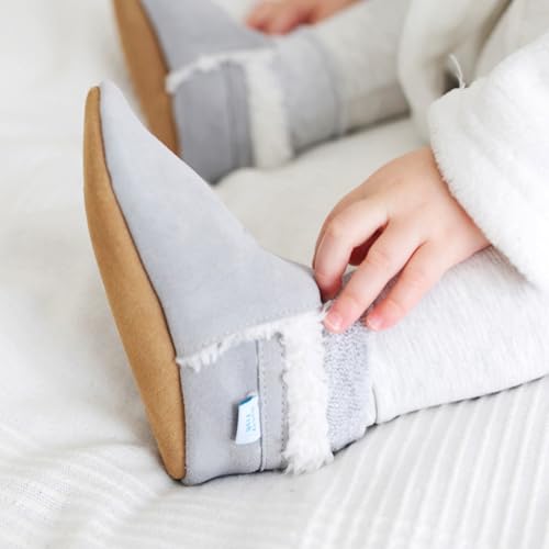Dotty Fish Toddler Suede Slippers. Pale Grey. 18-24 Months - Image 2