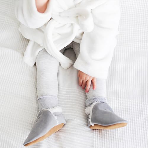 Dotty Fish Toddler Suede Slippers. Pale Grey. 18-24 Months - Image 3