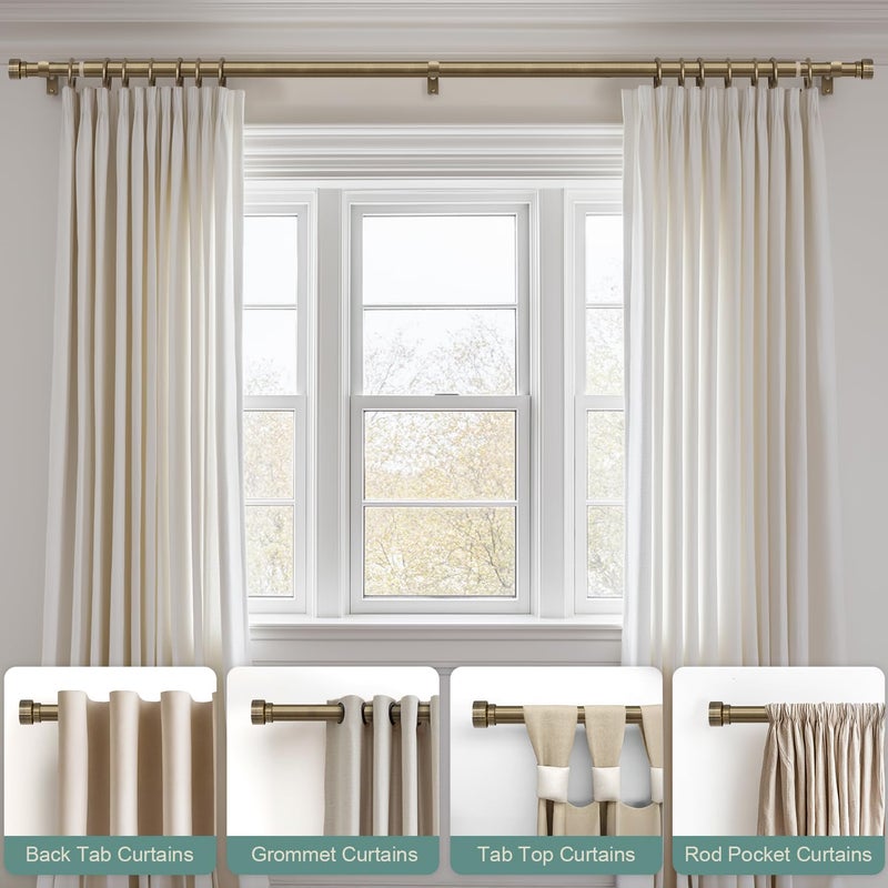 Lootkell Antique Bronze Curtain Rods for Windows 28 to 48 Inches Adjustable Length Heavy Duty 1" Diameter Window Curtain Rod with Solid Metal Finials for Outdoor Farmhouse Bedroom Kitchen Living Room - Image 4