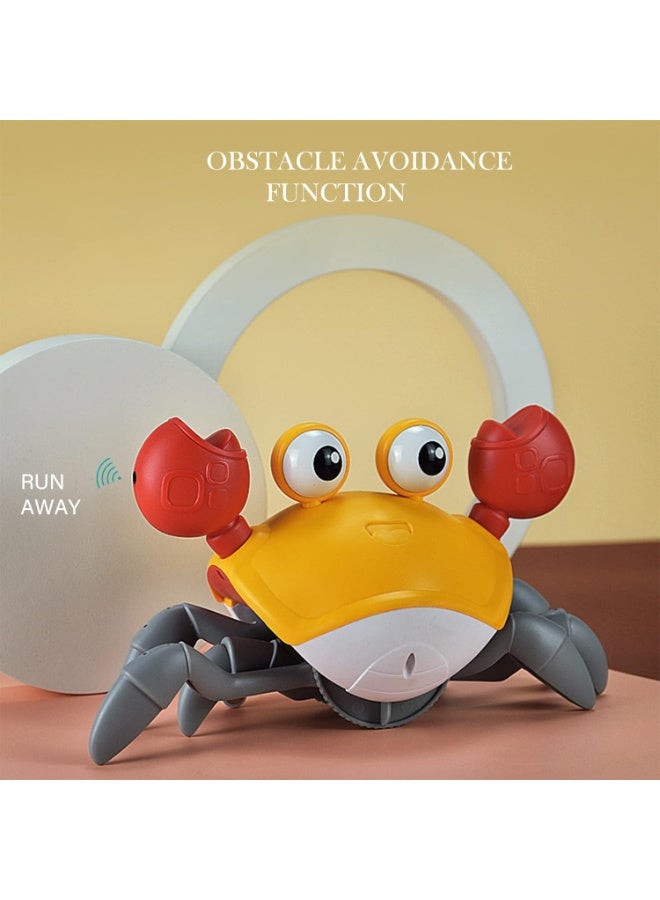 Mini Treasures Electric Runaway Crab Crawling Crab Baby Toy with Music and LED Light Up Toddler Interactive Learning Development Toy with Automatically Avoid Obstacles For Babies, Toddlers and Kids Yellow - Image 4