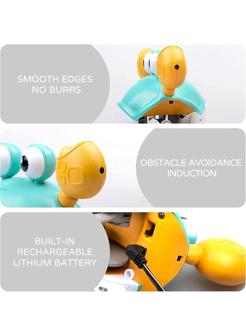 Mini Treasures Electric Runaway Crab Crawling Crab Baby Toy with Music and LED Light Up Toddler Interactive Learning Development Toy with Automatically Avoid Obstacles For Babies, Toddlers and Kids Yellow - Image 5