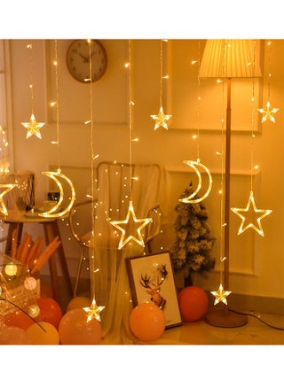 LED 5 pointed Star and Crescent Curtain String Waterproof Fairy Lights with Remote, Battery + USB Dual Power - pzsku/Z8447C44D61D817E52835Z/45/_/1728983214/c47d8d0e-3b45-4c0a-97a5-a8fe79b7f22c