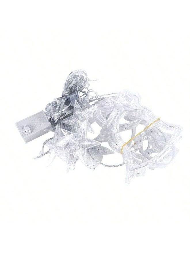 keke LED 5 pointed Star and Crescent Curtain String Waterproof Fairy Lights with Remote, Battery + USB Dual Power  - Image 5