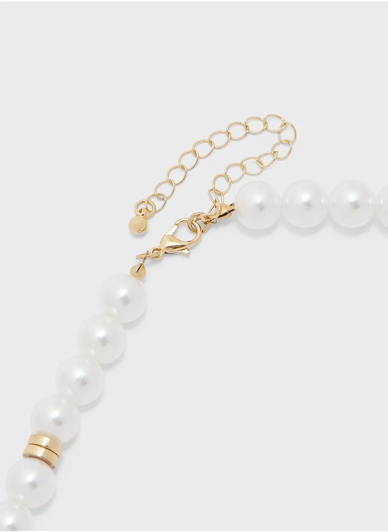 Khizana Lariat Pearl Necklace And Stud Earrings Set