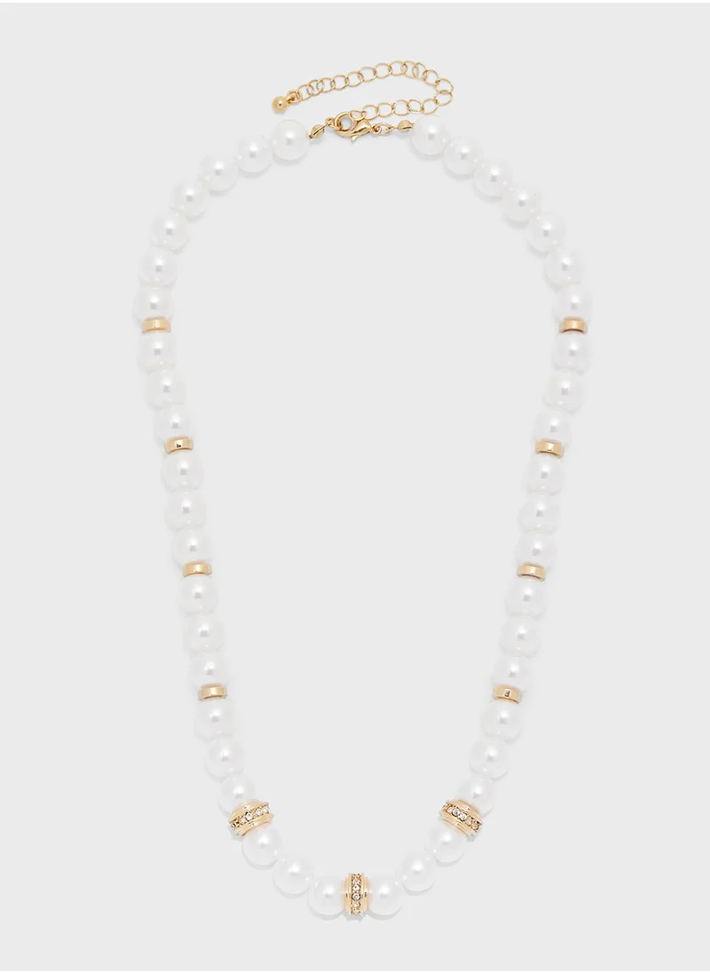 Khizana Lariat Pearl Necklace And Stud Earrings Set