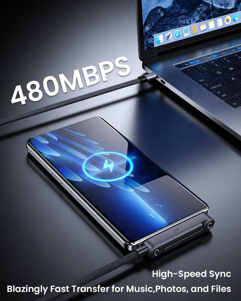 MX USB C to USB C 240W Fast Charging Cable 1.5M with Foldable Invisible Multi-Angle Adjustable Stand Multi Charger Cord with Type C Cable for Phone, Tablet,Laptops Quick Charge, Desk & Car Use - Image 5