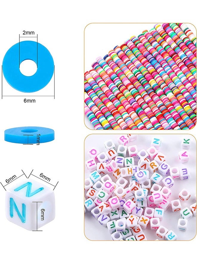 Clay Beads Set 20Colors Flat Round Polymer Clay Beads 6mm DIY Craft Making Spacer Heishi Bead Spacer Bracelet Making for Jewelry Making Kit  - Image 4