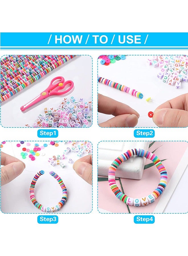 Clay Beads Set 20Colors Flat Round Polymer Clay Beads 6mm DIY Craft Making Spacer Heishi Bead Spacer Bracelet Making for Jewelry Making Kit  - Image 5