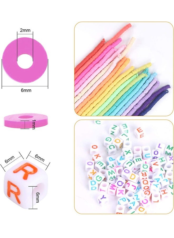 Clay Beads Set 20Colors Flat Round Polymer Clay Beads 6mm DIY Craft Making Spacer Heishi Bead Spacer Bracelet Making for Jewelry Making Kit  - Image 3