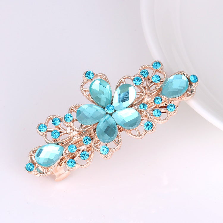 Korean Style Rhinestone Bow Hairpin Headdress Female Pearl Flower Crystal Hairpin Spring Clip Small Hair Accessories - Image 1