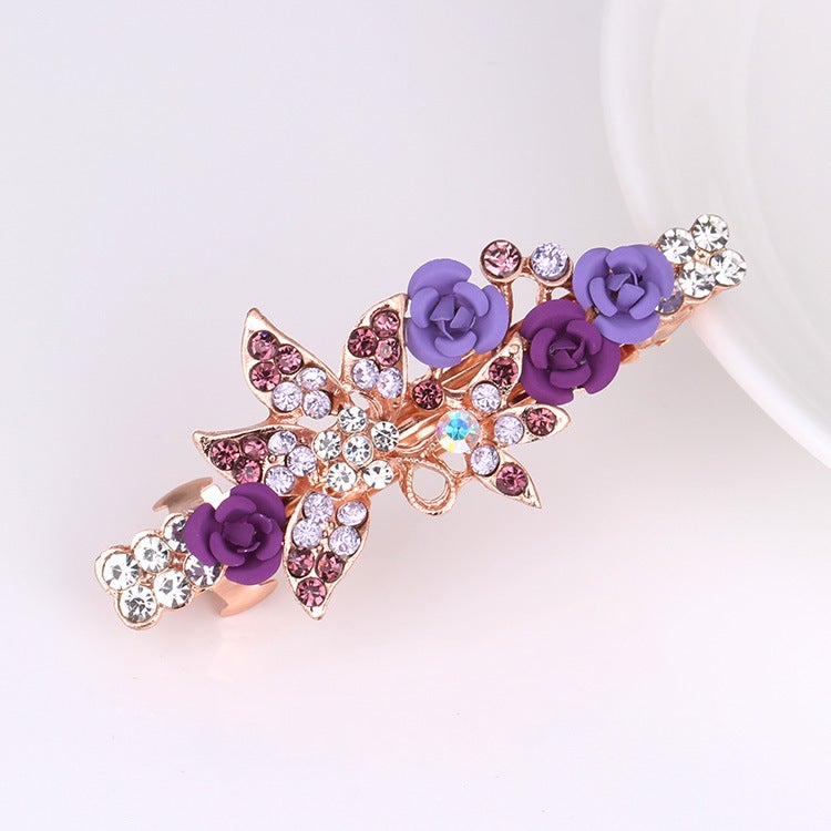 Korean Style Rhinestone Bow Hairpin Headdress Female Pearl Flower Crystal Hairpin Spring Clip Small Hair Accessories - Image 3