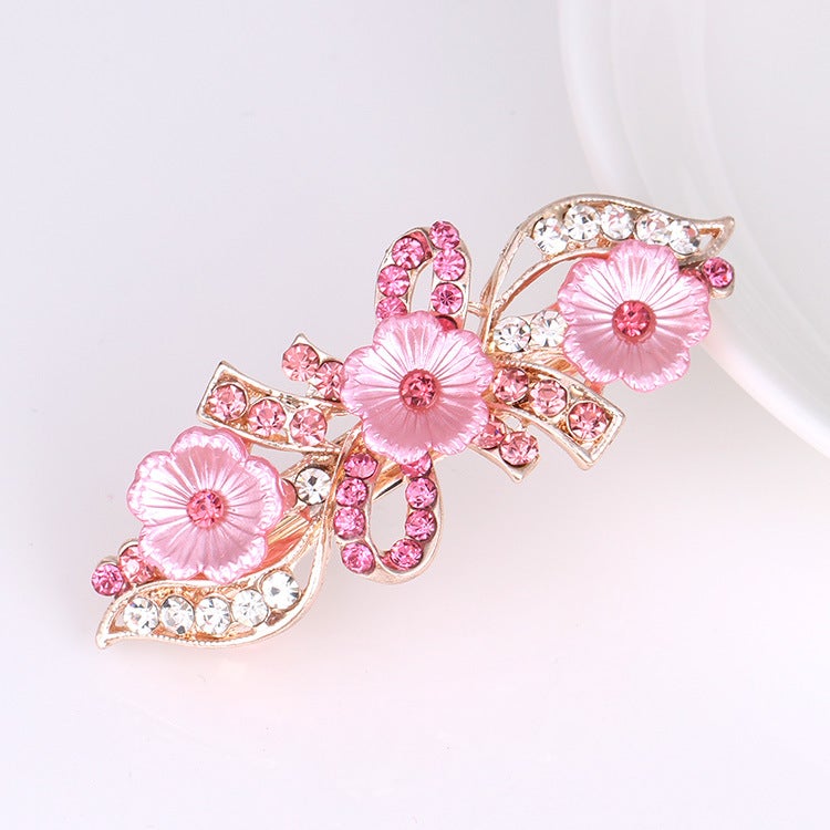 Korean Style Rhinestone Bow Hairpin Headdress Female Pearl Flower Crystal Hairpin Spring Clip Small Hair Accessories - Image 4
