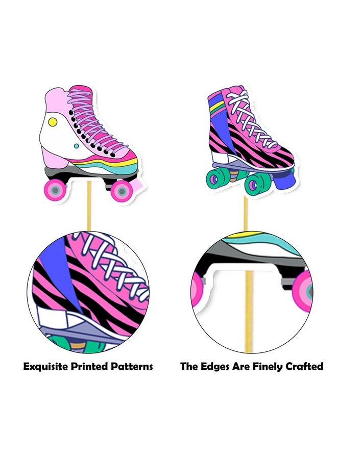 CANIPHA 36Pcs Roller Skate Party Decorations Cupcake Toppers, Colorful Roller Skate Party Decorations Skate Themed Party Birthday Decors, Roller Skate Party Favors for Home Birthday Party Supplies - Image 3