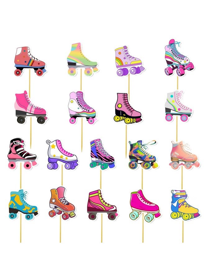 CANIPHA 36Pcs Roller Skate Party Decorations Cupcake Toppers, Colorful Roller Skate Party Decorations Skate Themed Party Birthday Decors, Roller Skate Party Favors for Home Birthday Party Supplies - Image 1