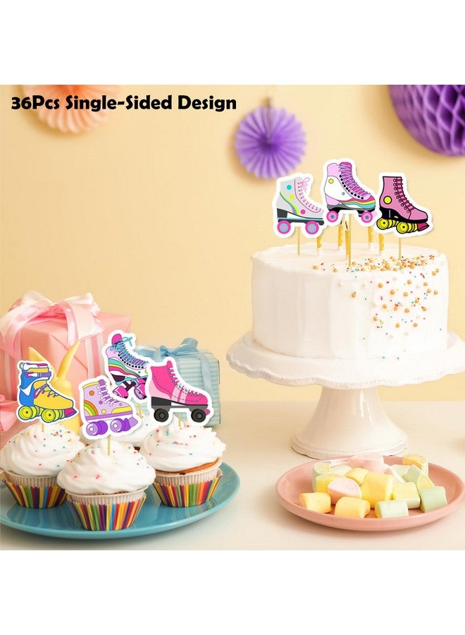 CANIPHA 36Pcs Roller Skate Party Decorations Cupcake Toppers, Colorful Roller Skate Party Decorations Skate Themed Party Birthday Decors, Roller Skate Party Favors for Home Birthday Party Supplies - Image 5